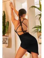 Kadın Siyah Sırt dekolteli Mini Elbise