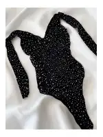 Beatiful Kadın Parlak Elmas Taşlı Omuz Detaylı File Body Bluz