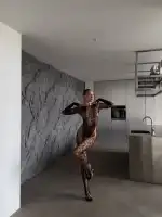 Leopar Desenli Özel Bölgesi Açık Vücut Çorabı
