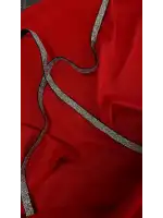 Kırmızı Capraz Askılı Simli Fantezi Elbise