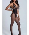 Kadın Siyah Özel Bölgesi Açık Baglamalı Fantazi Vücut Çorabı