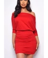 Kadın Omzu Açık Yarım kol Mini Elbise