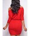 Kadın Omzu Açık Yarım kol Mini Elbise