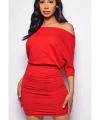 Kadın Omzu Açık Yarım kol Mini Elbise