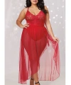 Kadın Kırmızı Büyük Beden Gecelik Takım
