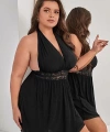 Siyah Bel Dekolteli Gecelik Takım