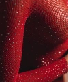 Kadın Kırmızı Taşlı File Body Bluz