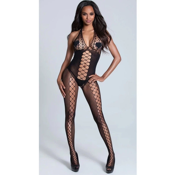 Kadın Siyah Özel Bölgesi Açık Baglamalı Fantazi Vücut Çorabı