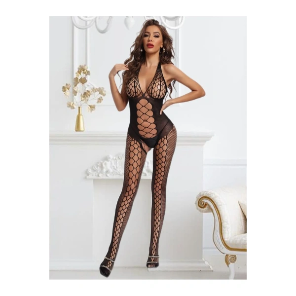 Kadın Özel Bölgesi Açık Jartiyerli Fantezi Vücut Çorabı