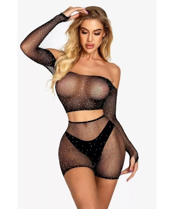 Kadın Şortlu Bodyli Taşlı Vücut Çorabı