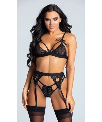 Siyah Jartiyerli Dantelli Fantazi Jartiyer Takım