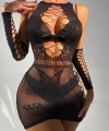 Kadın Siyah Fantezi Eldivenli Mini Elbise Vücut Çorabı
