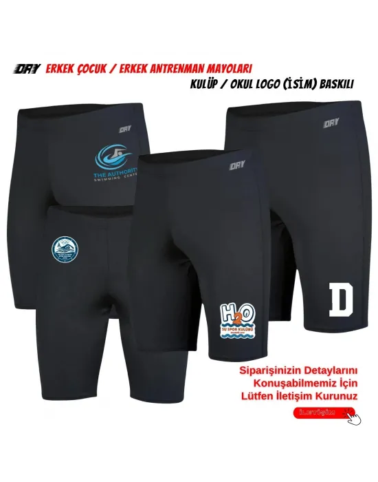 DRY BASKILI ERKEK DÜZ SİYAH ANTRENMAN MAYOSU
