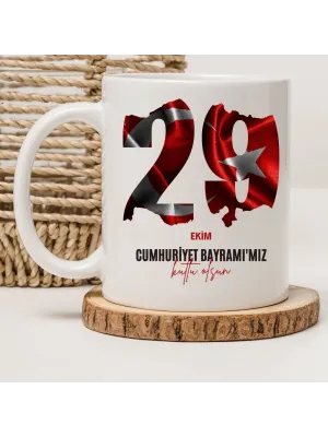 29 Ekim Özel Baskılı Seramik Kupa Bayraklı