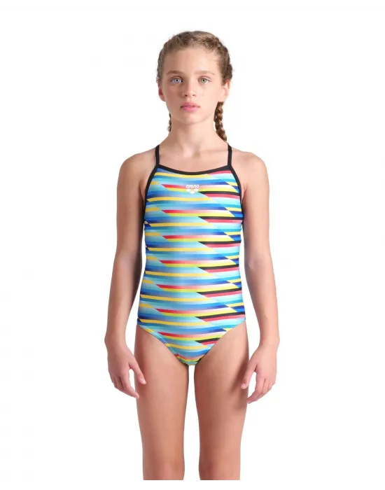 ARENA RACING STRIPE KIZ ÇOCUK YÜZÜCÜ MAYOSU 009006550