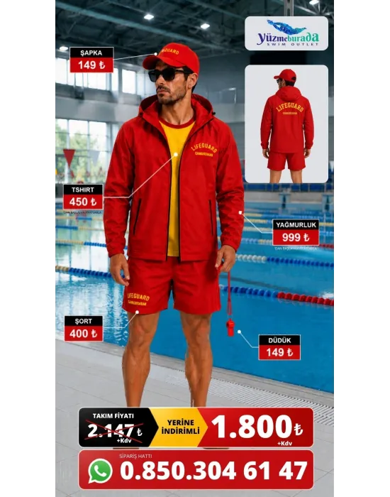 Cankurtaran Kıyafeti Takım -Bisiklet Yaka Tshirt ve Yağmurluk