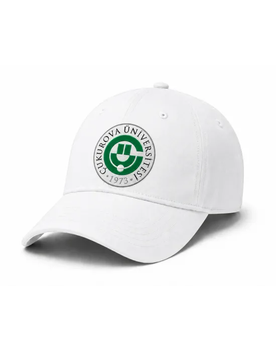 Çukurova Üniversitesi Logo Baskılı Spor Şapka Beyaz