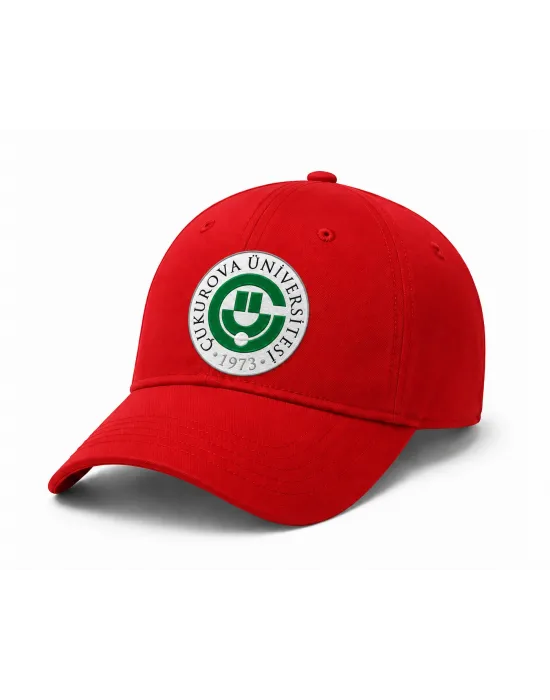 Çukurova Üniversitesi Logo Baskılı Spor Şapka Kırmızı