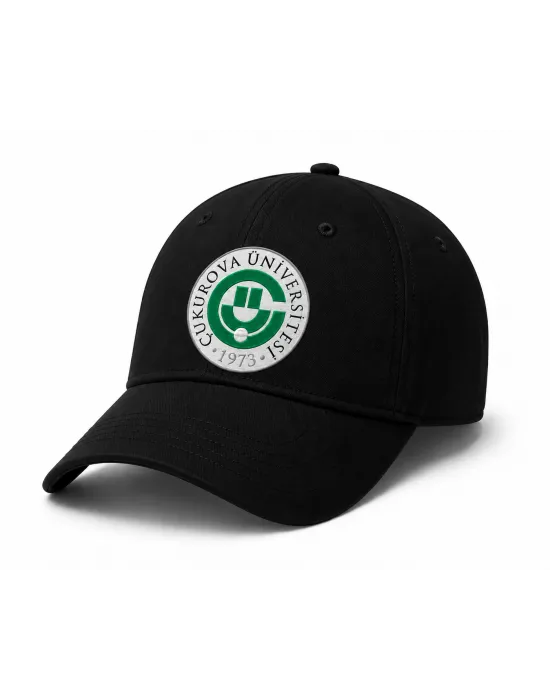 Çukurova Üniversitesi Logo Baskılı Spor Şapka Siyah