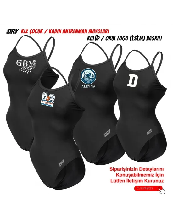 DRY KADIN DÜZ SİYAH ANTRENMAN MAYOSU