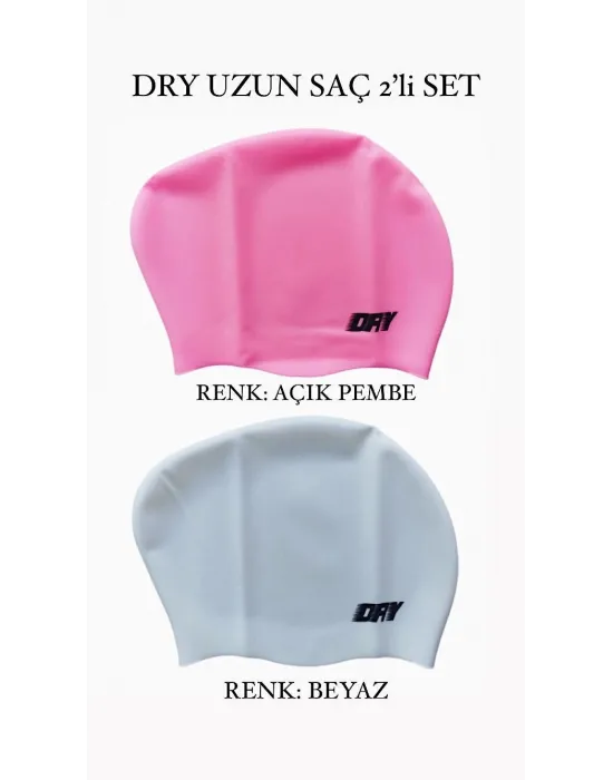 DRY UZUN SAÇ SİLİKON BONE 2Lİ SET ( AÇIK PEMBE - BEYAZ)