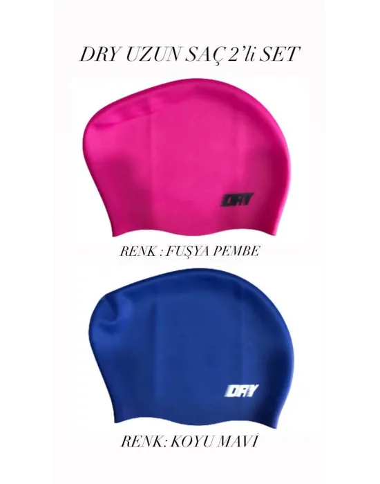 DRY UZUN SAÇ SİLİKON BONE 2Lİ SET FUŞYA PEMBE-KOYU MAVİ