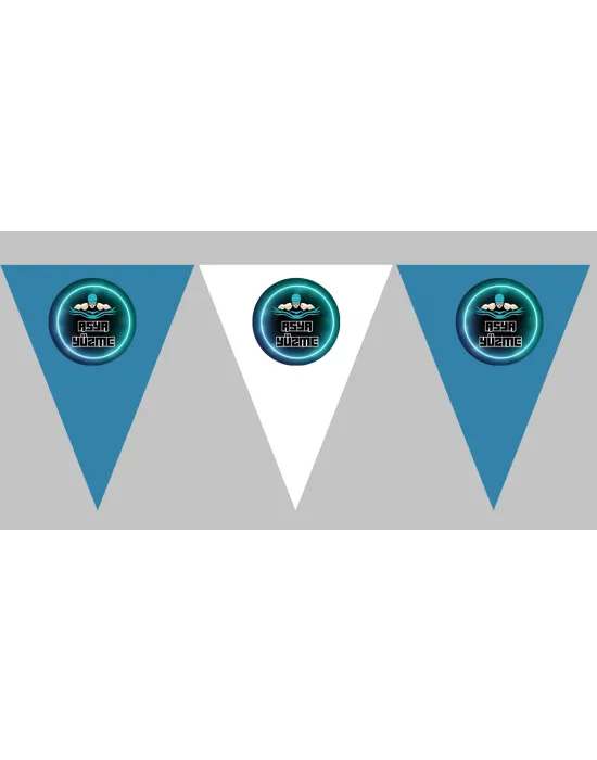 Geri Dönüş Üçgen Bayrak Süsleme Flaması Saten (LOGONUZ/ARMANIZ BASKILI)