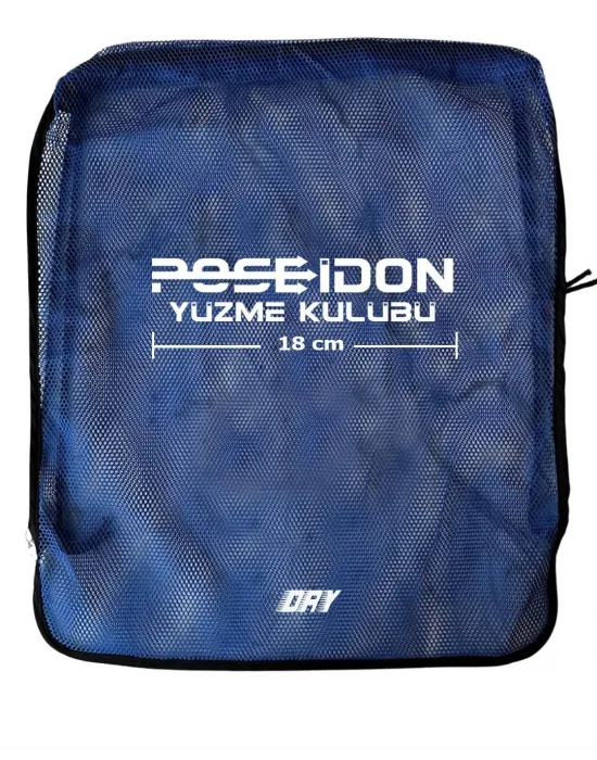 LOGO BASKILI DRY MAVİ  FİLE ÇANTA BÜZGÜLÜ SIRT ASKILI - CEPSİZ