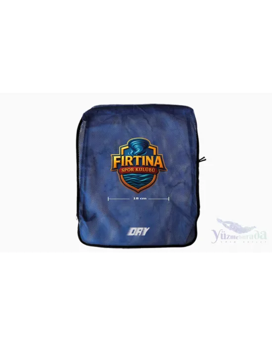 LOGO BASKILI DRY MAVİ  FİLE ÇANTA BÜZGÜLÜ SIRT ASKILI - CEPSİZ
