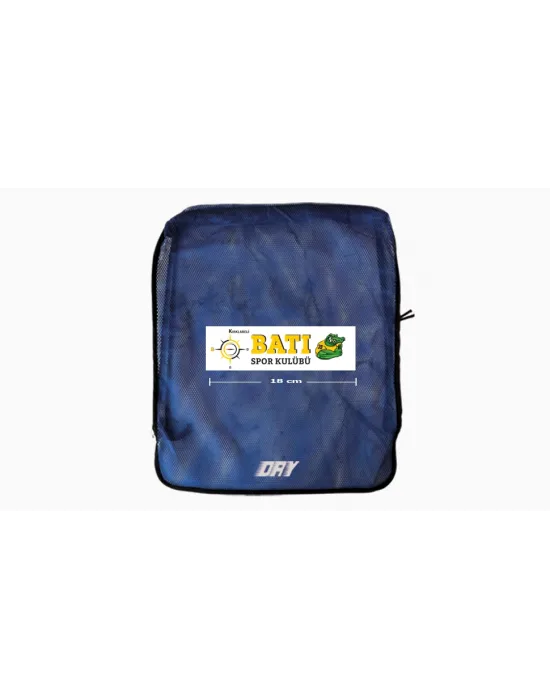 LOGO BASKILI DRY MAVİ  FİLE ÇANTA BÜZGÜLÜ SIRT ASKILI - CEPSİZ