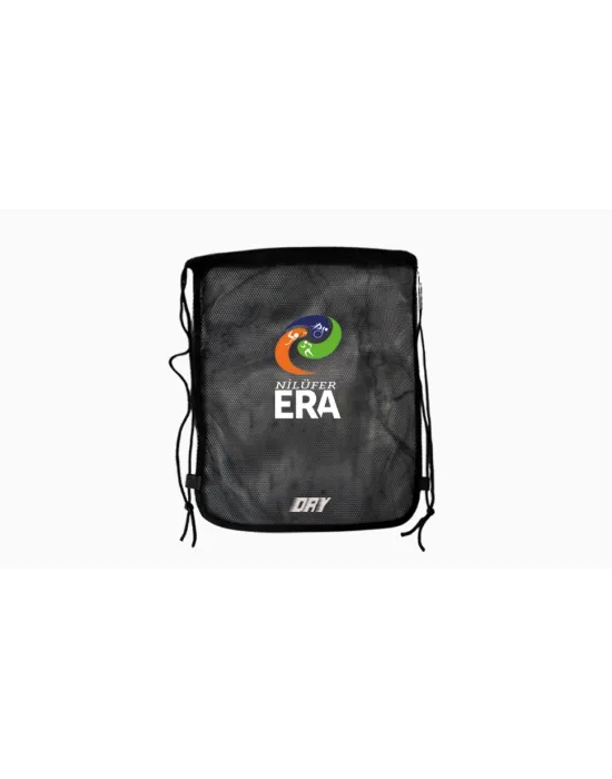 LOGO BASKILI DRY SİYAH FİLE ÇANTA BÜZGÜLÜ SIRT ASKILI - CEPSİZ
