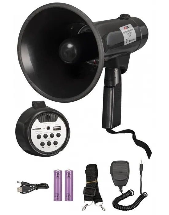 Megafon Mayklı Askılı EL Megafon 120 Watt MGF-120USB-BT (Şarjlı Bluetooth USB Siren Kayıt)