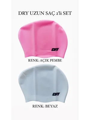 DRY UZUN SAÇ SİLİKON BONE 2Lİ SET ( AÇIK PEMBE - BEYAZ)