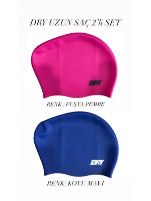 DRY UZUN SAÇ SİLİKON BONE 2Lİ SET FUŞYA PEMBE-KOYU MAVİ