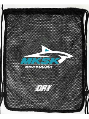 LOGO BASKILI DRY SİYAH FİLE ÇANTA BÜZGÜLÜ SIRT ASKILI - CEPSİZ