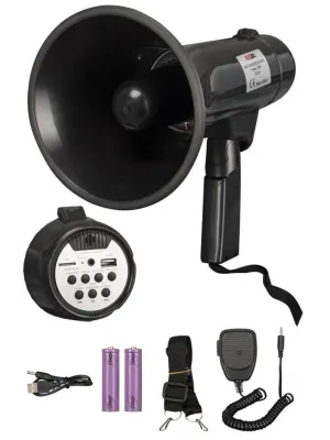 Megafon Mayklı Askılı EL Megafon 120 Watt MGF-120USB-BT (Şarjlı Bluetooth USB Siren Kayıt)