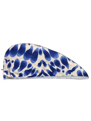 SAÇ KURUTMA HAVLUSU BEYAZ MAVİ DESENLİ