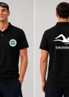 Çukurava Üniversitesi Figür Swimmer  Baskılı Polo (Lacost) Yaka T-shirt Siyah