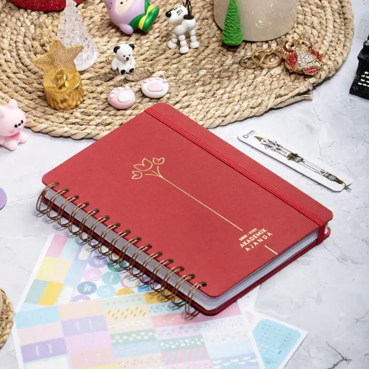 12li Akademik Ajanda Hediye Seti - 15x21 cm - Kumaş ve Vegan Deri