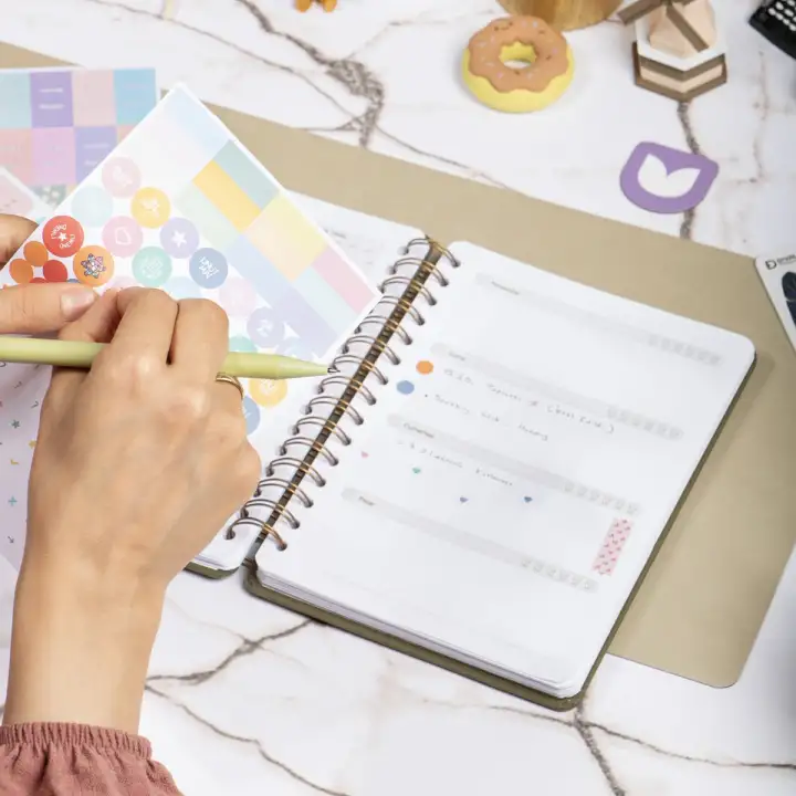 12li Tarihsiz Planlayıcı Ajanda Yılbaşı Hediye Seti - 15x21 cm - Kumaş Kapak