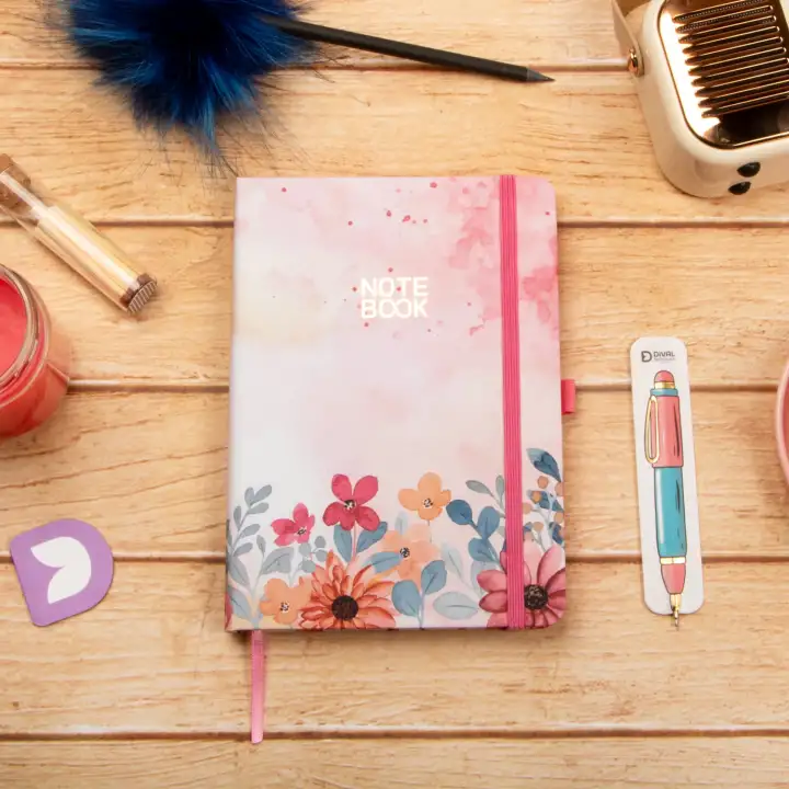 13,5x20 cm Çiçekli Sert Kapak Noktalı Tarihsiz Dikişli Not Okul Defteri