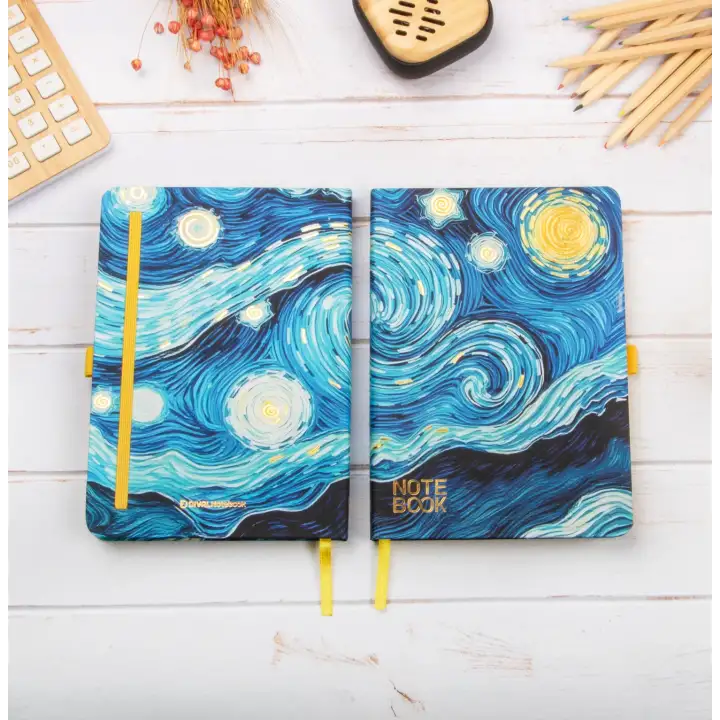 13,5x20 cm Van Gogh Sert Kapak Noktalı Tarihsiz Dikişli Not Okul Defteri