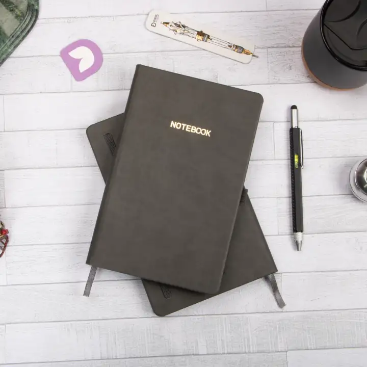 13x21 cm Füme Deri Sert Kapak Noktalı Tarihsiz Dikişli Not Okul Defteri