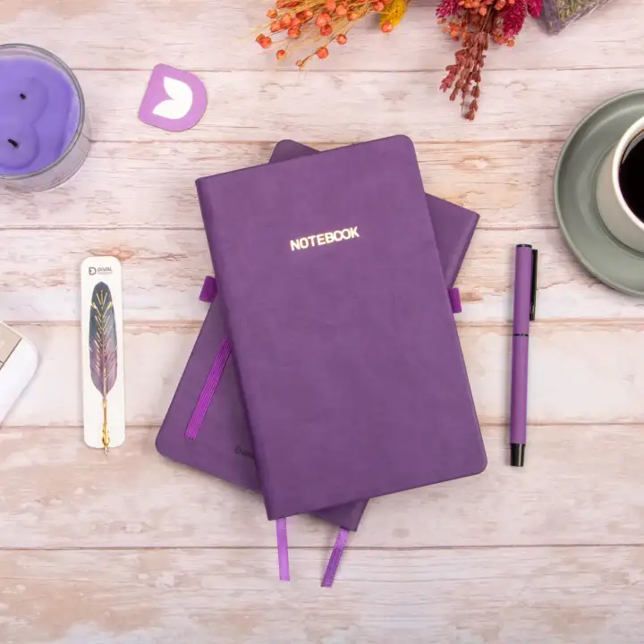 13x21 cm Mor Deri Sert Kapak Noktalı Tarihsiz Dikişli Not Okul Defteri