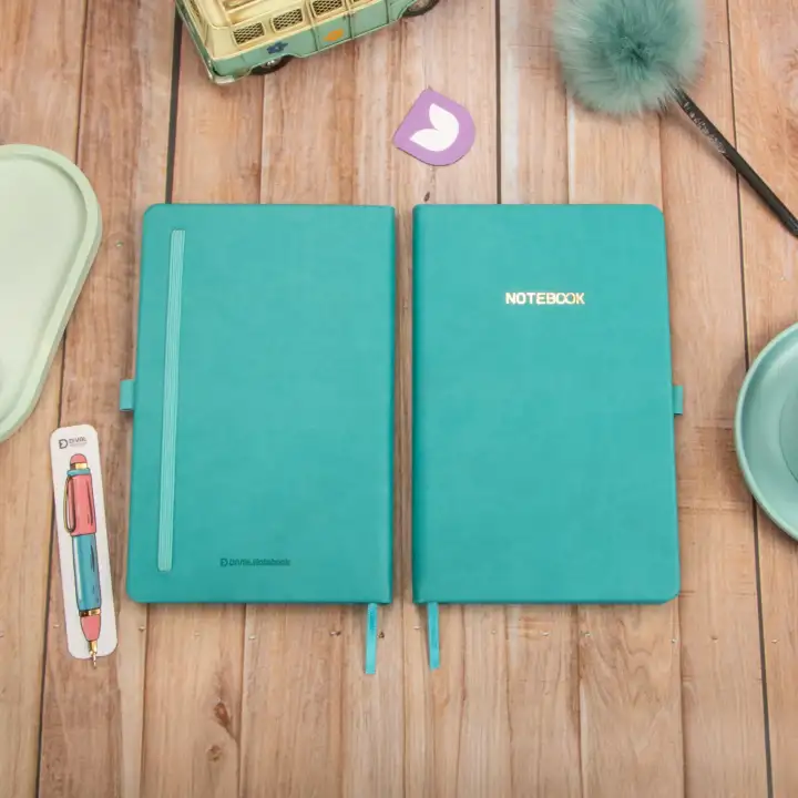 13x21 cm Turkuaz Deri Sert Kapak Noktalı Tarihsiz Dikişli Not Okul Defteri