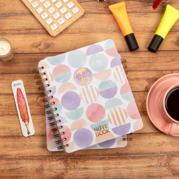 16,5x20 cm Ay Dede Sert Kapak Noktalı Tarihsiz Spiralli Not Okul Defteri