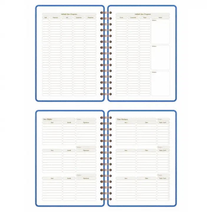 2025-2026 A5 Akademik Ajanda Spiralli Kumaş Kapak 16 Aylık - Mavi