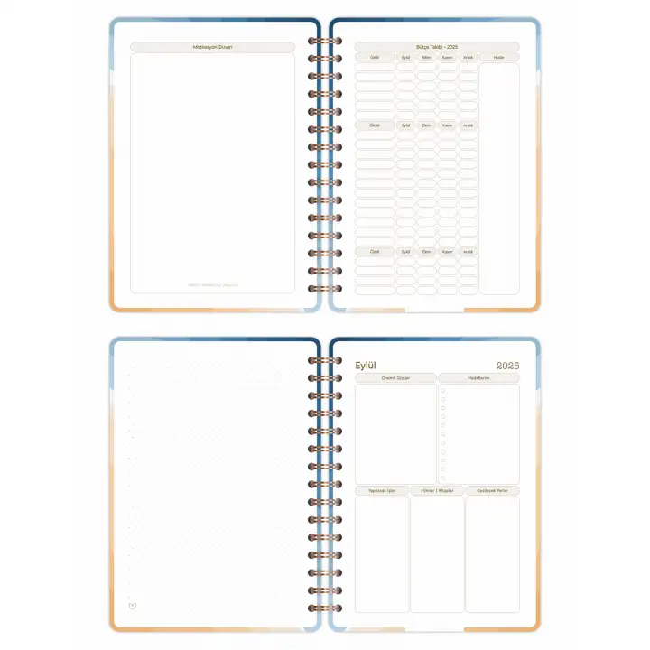 2025-2026 A5 Akademik Ajanda Spiralli Kuşe Kapak 16 Aylık - Okyanus Esintisi