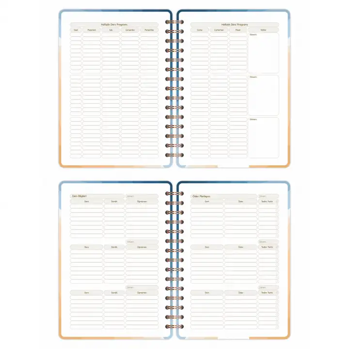 2025-2026 A5 Akademik Ajanda Spiralli Kuşe Kapak 16 Aylık - Okyanus Esintisi