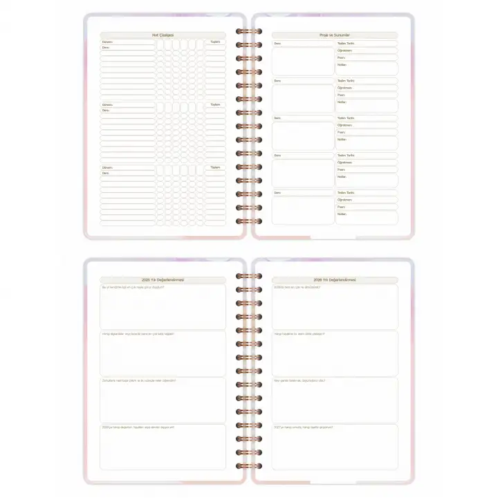 2025-2026 A5 Akademik Ajanda Spiralli Kuşe Kapak 16 Aylık - Renklerin Dansı